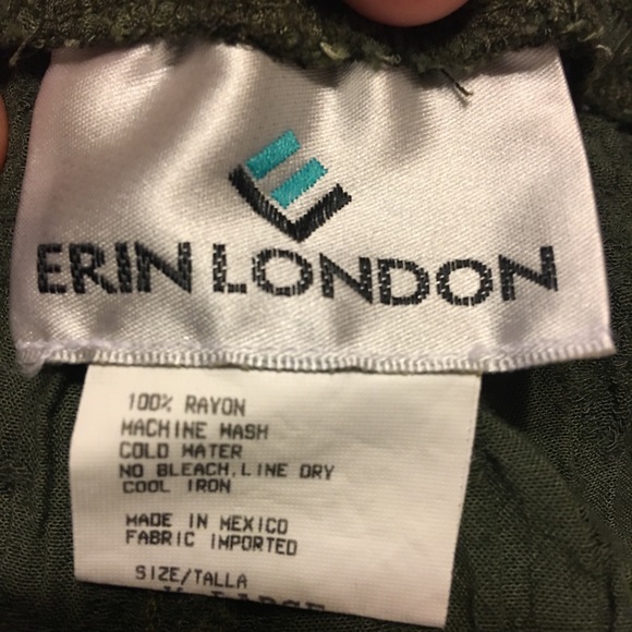 Erin London Green Textured crinkled pants XL - Picture 6 of 7